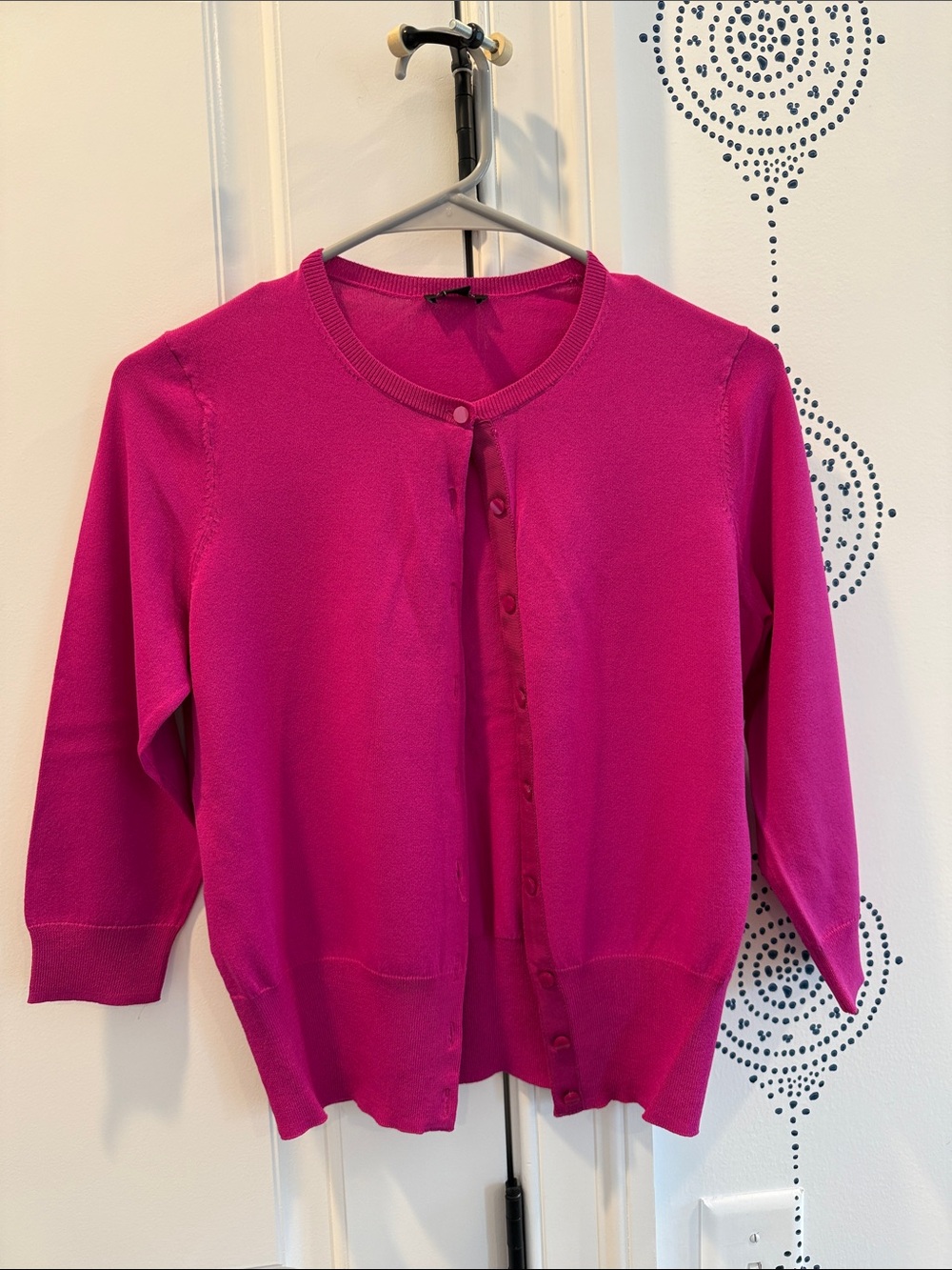 Ann Taylor Button-Up Cardigan in Bright Fuchsia